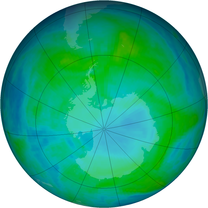 Antarctic ozone map for 22 January 1986
